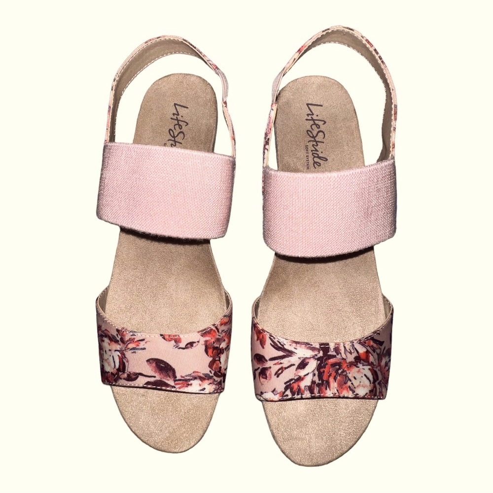 Life Stride floral wedge Maldives sandals